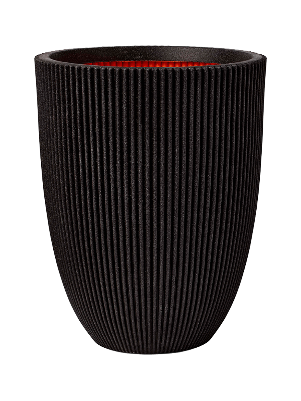 Висока кашпа Vase Elegant Groove, Черна