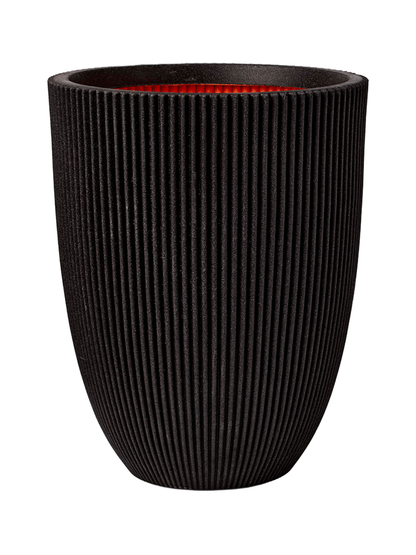Висока кашпа Vase Elegant Groove, Черна