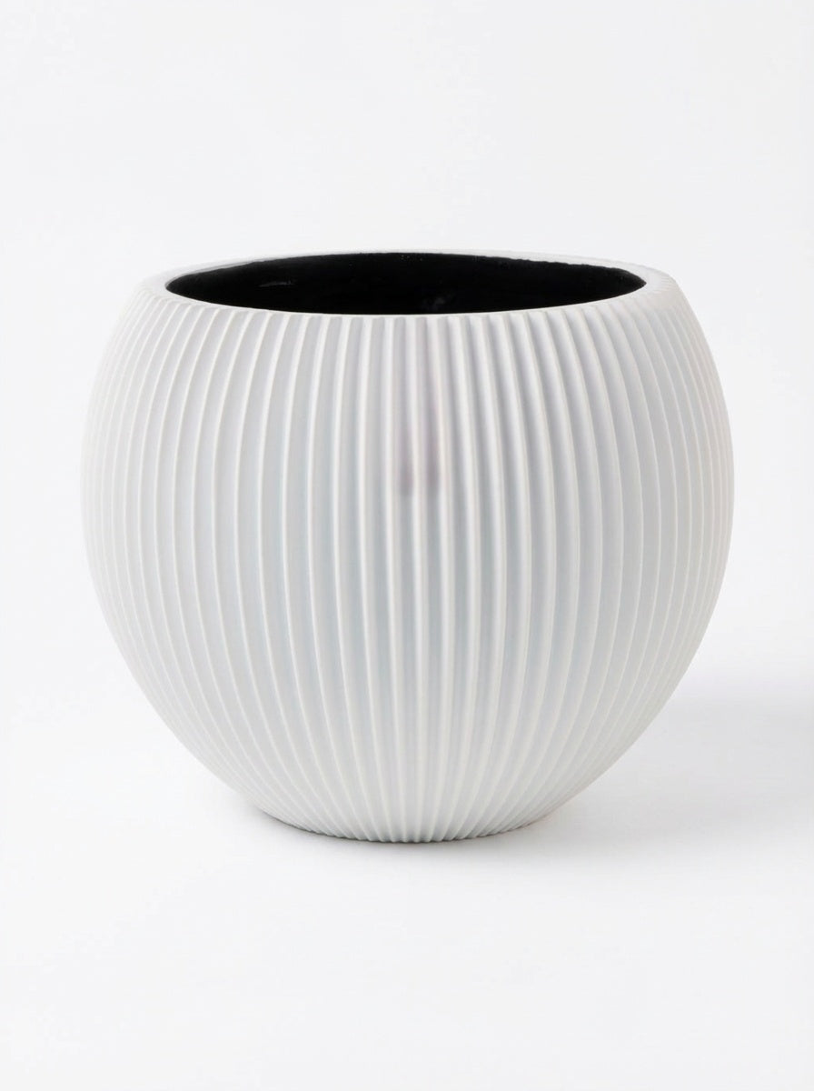 Кашпа Vase ball groove, Бяла